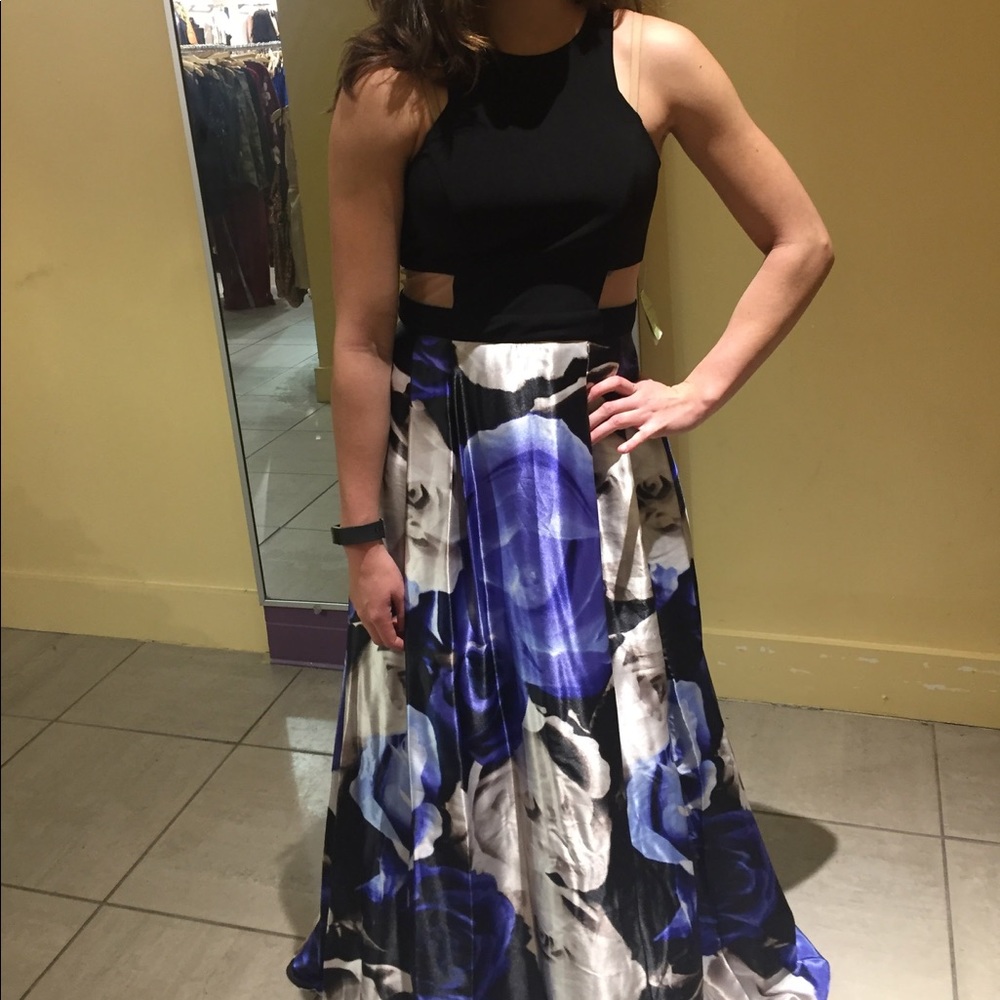 Black and Floral Prom Dress